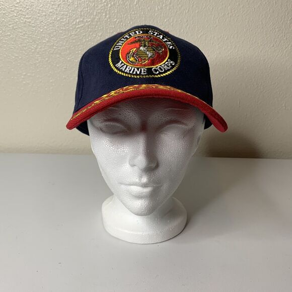 United States Marine Corps USM Baseball Cap 'Woman Veteran' Blue Red Adjustable - Picture 1 of 7